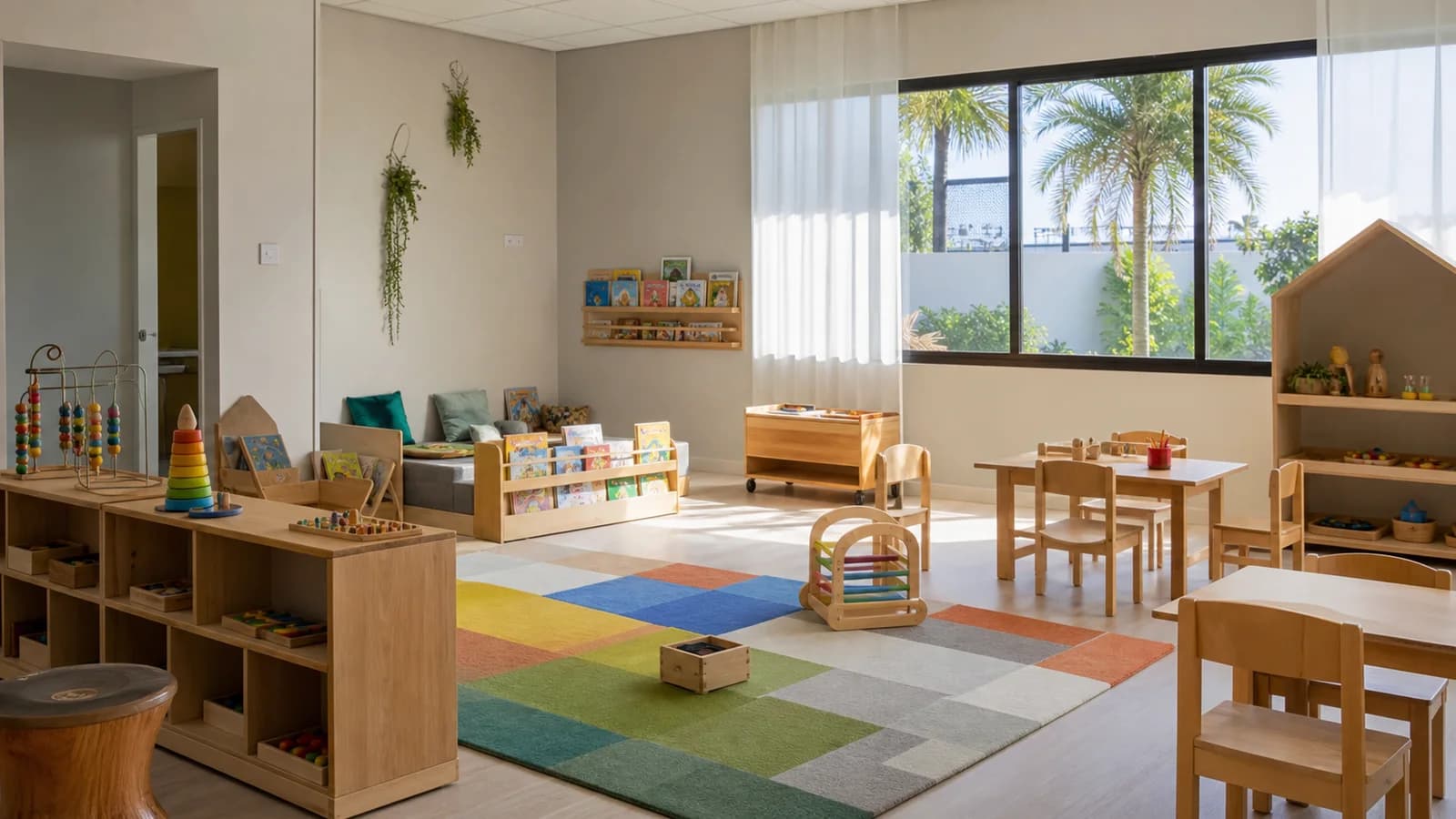 Sala de educacao infantil em Guarapari com brinquedos, livros e luz natural