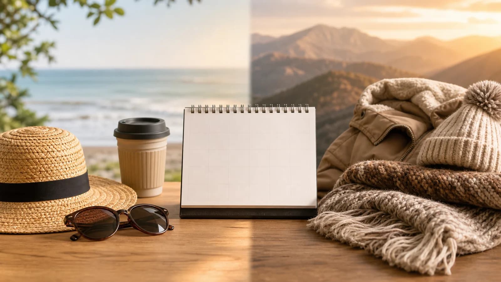 Chapeu oculos casaco e calendario para comparar eventos no ES sem marcas